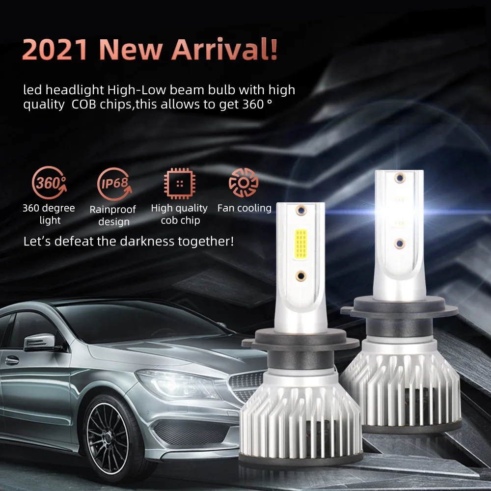 2PCS 20000LM High intensity 3570 Chips Auto Head Lamps 6000K H7 Car LED Headlight Bulbs DC12V-24V