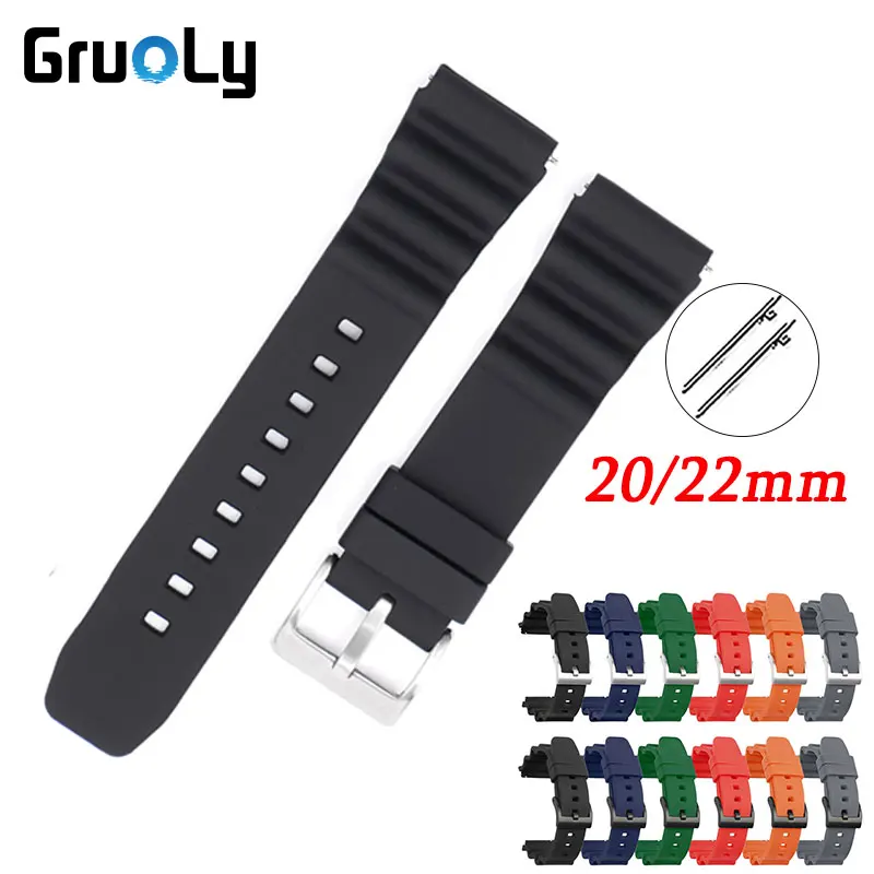 Silicone Watchband For Seiko SKX007 SRP777J1 CITIZEN Diving Waterproof WristBand Quick Release Strap For Casio Universal Band