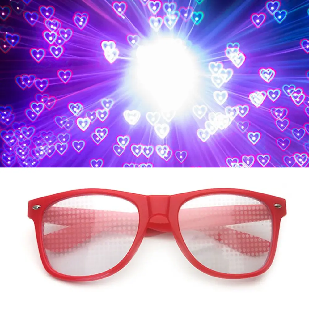 

Unique Fashion Men Plastic Square Frame Prom Women Sunglasses Night PC Glasses Heart Effect Glasses Eyewear Accessories