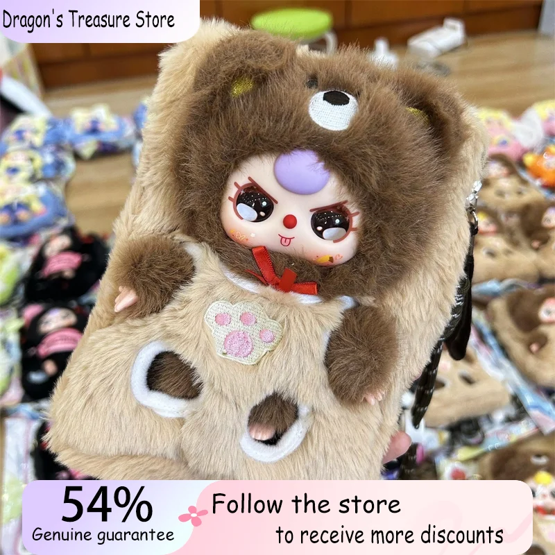 

Натуральная детская сумка для мобильного телефона с тремя дорожками, виниловая плюшевая глухая коробка, милая кукла, сумка с подвеской, сумка через плечо, декоративный подарок