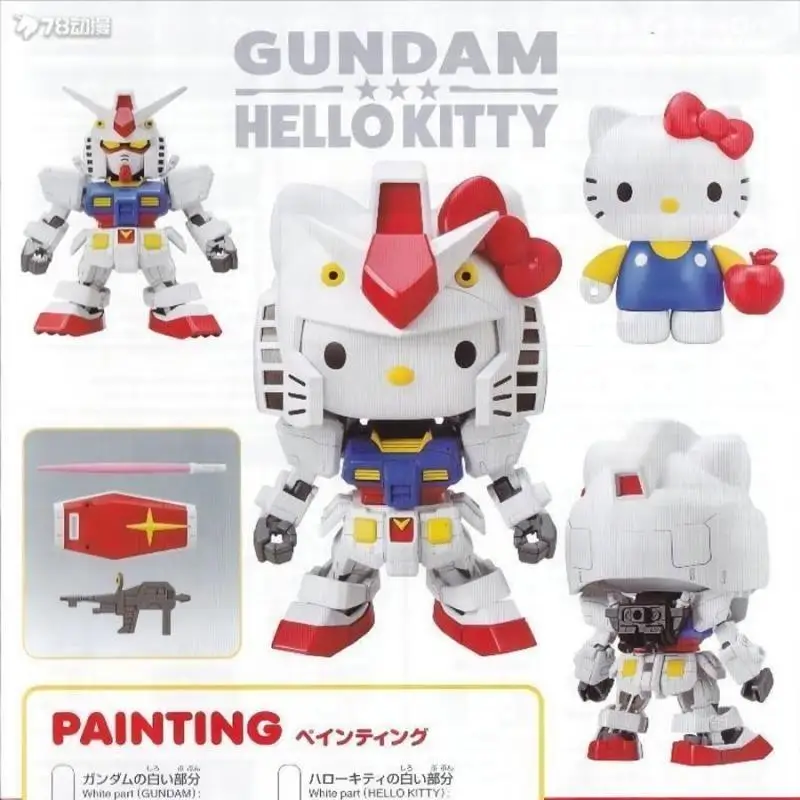 

Sanrio Kawaii Anime New Product Linkage SD EX Hello Kitty Mecha Model Cute Yuanzu Gunda Assembly Model Toy Robot Toys for Kids