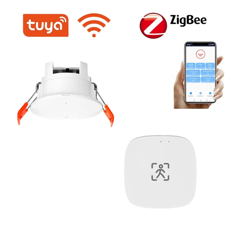 

Tuya WiFi Zigbee Smart Human Presence Sensor with Illuminance/Distance/ Fretting Detection Microwave Motion Sensor MmWave Radar