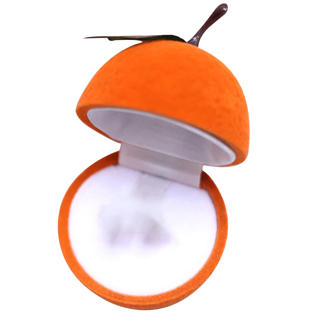 

Fruit Shaped Jewelry Box 1 Plastic Embryo Cute Orange Design Ring Holder for Wedding Proposal Gifts Small Storage Case
