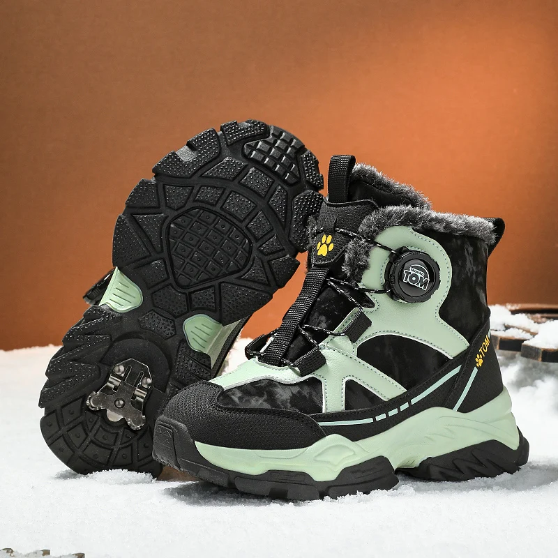 

New Children Snow Boots Trendy All-match Kid Winter Thick Bottom Warm Cotton Shoe Girl Boy Anti-slip Wear-resistant Casual Shoes