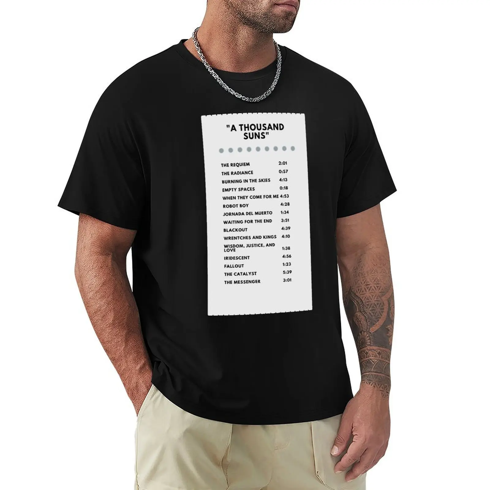 A THOUSAND SUNS CARTOON RECEIPT T-Shirt Casual Trendy Streetwear Tee Shirt