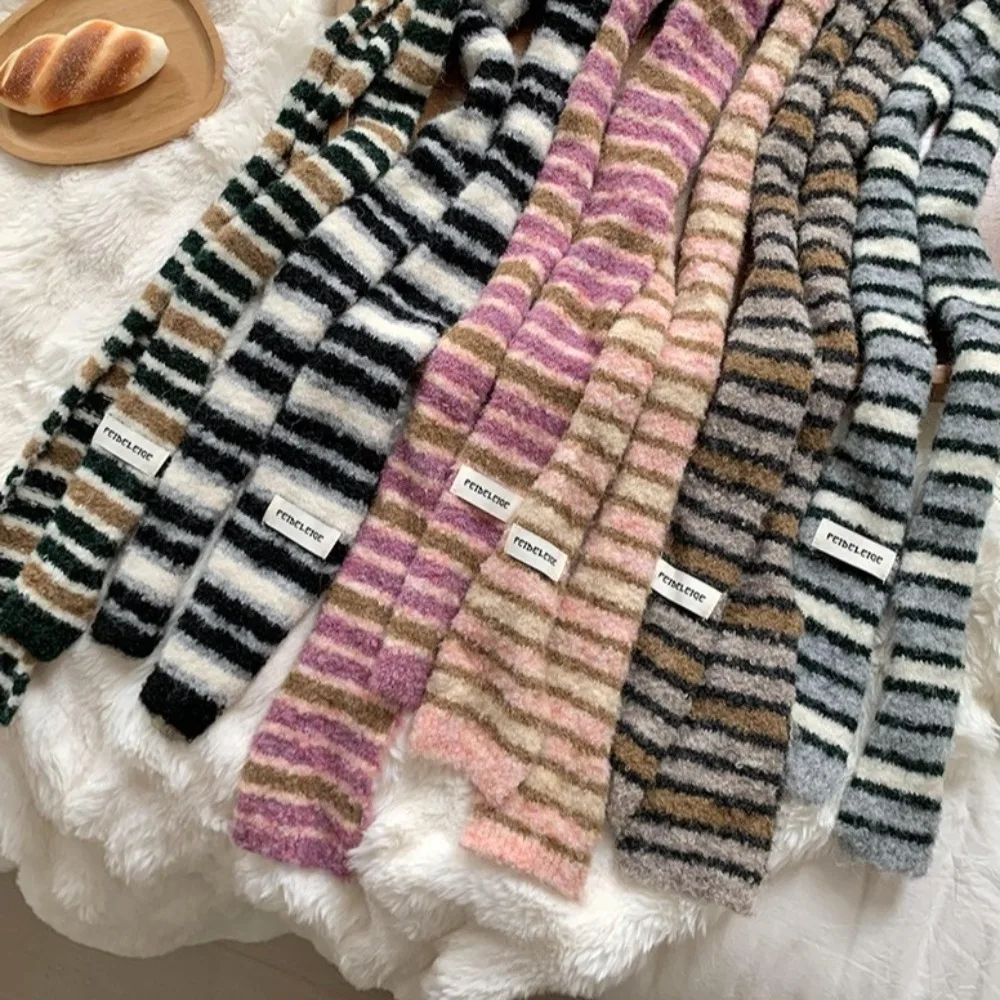 

Harajuku Y2K Striped Scarf Y2K Style Collocation Clothing Accessories Long Narrow Scarves Neckerchief Neck Wrap Knitted Shawl