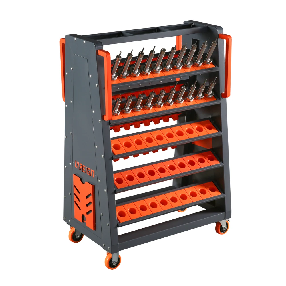 CAT40 CNC Tool Cart-100CAP:5-Tier Rolling Cart w/Wheels,40 Taper Tool Organizer for Shops