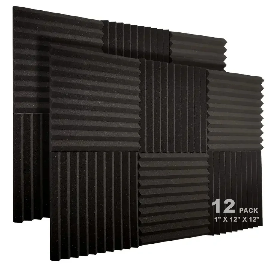 12Pack Acoustic Panels 1 X 12 X 12 Inches - Acoustic Foam - High Density- Soundproof Studio Wedges - Charcoal