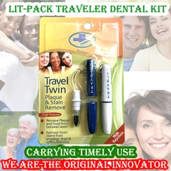 Lit-Pack (manufacturer) Traveler Twin Plaque Remover + Stain Eraser Dental Kit Personal Oral Care for Couples 1 set has 2 pcs