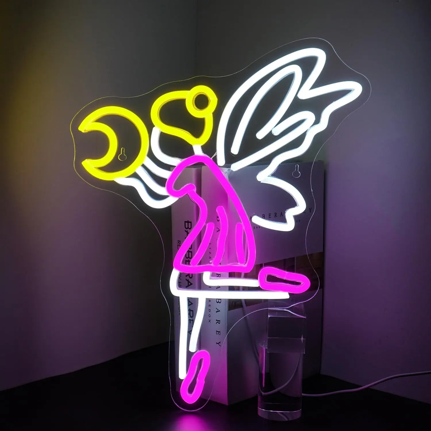 

Flying Fairy Moon Neon Sign Cute Girl Led Neon Light for Wall Decor Light Up Sign Kids Room Bedroom Girls Room Birthday Gift