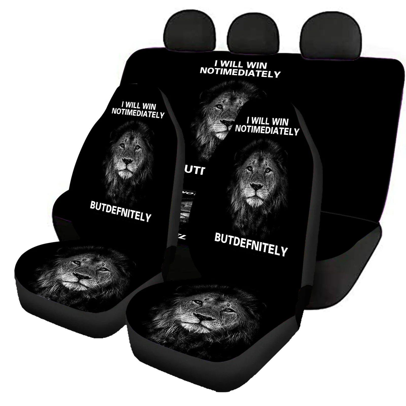 Auto Front Back Seat Cover Set  Fearless Lion Inspirational Quotes Car Accessories Quality Washable Vehicle Supplies Hot Sales