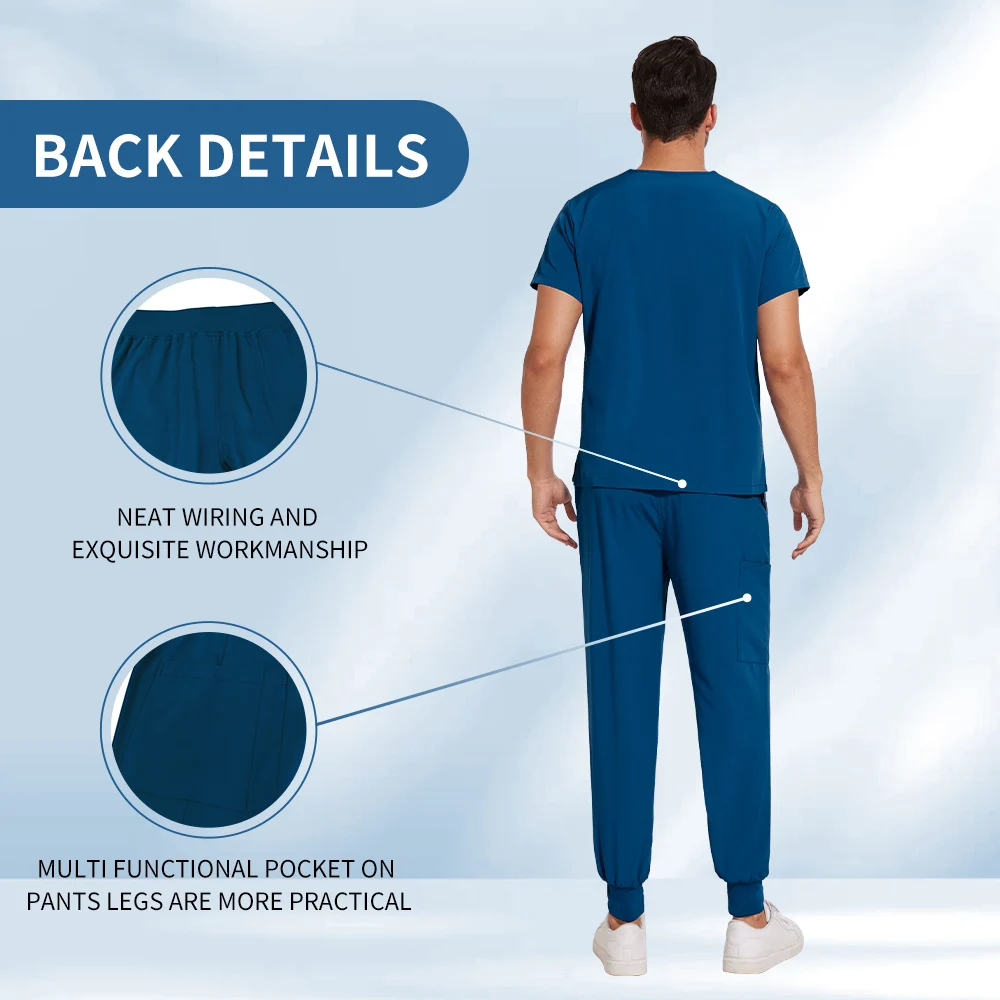 ชุดสครับทางการแพทย์ Niaahinn ผ้าสเตรช ระบายอากาศได้ดี ชุดจ็อกเกอร์สำหรับผู้ชาย ชุดยูนิฟอร์มพยาบาล ผ้าสแปนเด็กซ์ ชุดยูนิฟอร์มสครับสำหรับโรงพยาบาลสัตว์