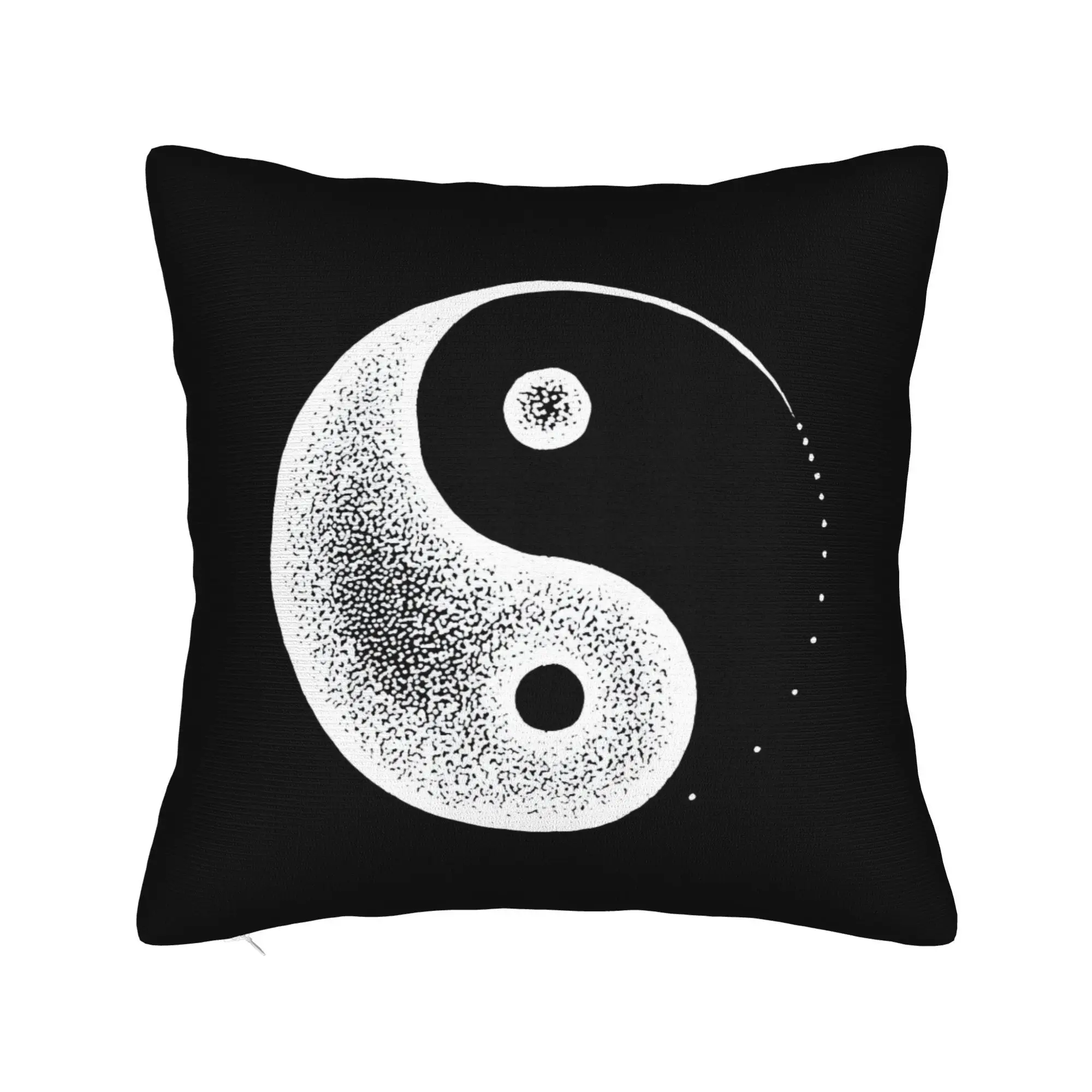 Yin Yang Pillow Cover Double Sided Polyester 18x18 Inch Zipper Washable Minimalist Zen Decor Gift