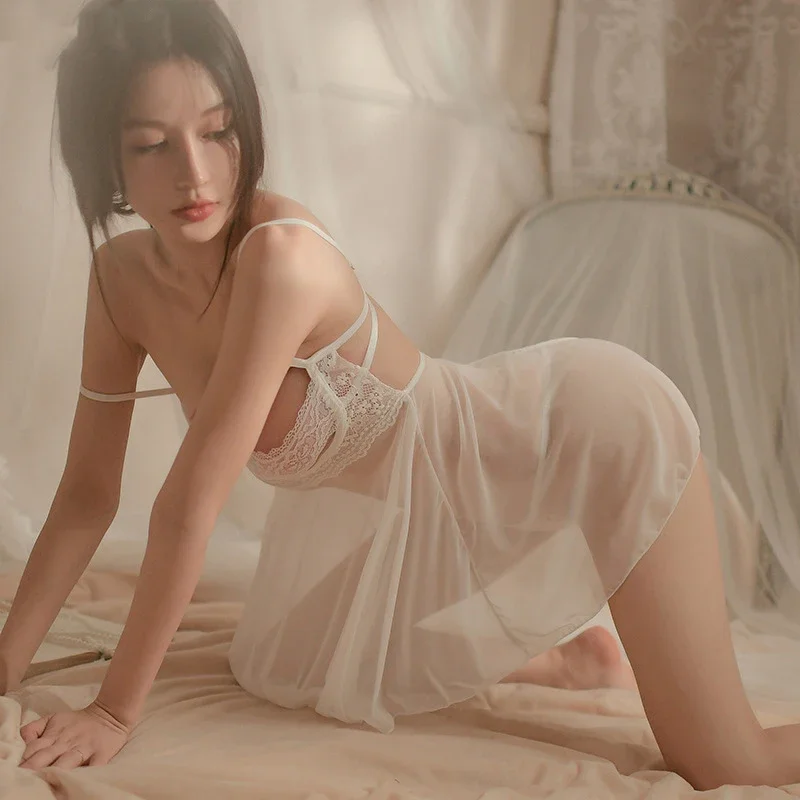 الاباحية الجوف خارج فستان عارية الذراعين الأبيض الزفاف قمصان النوم شفافة قطعة واحدة موحدة مثير مفتوحة شوكة مفتوحة الورك مثير الملابس الداخلية