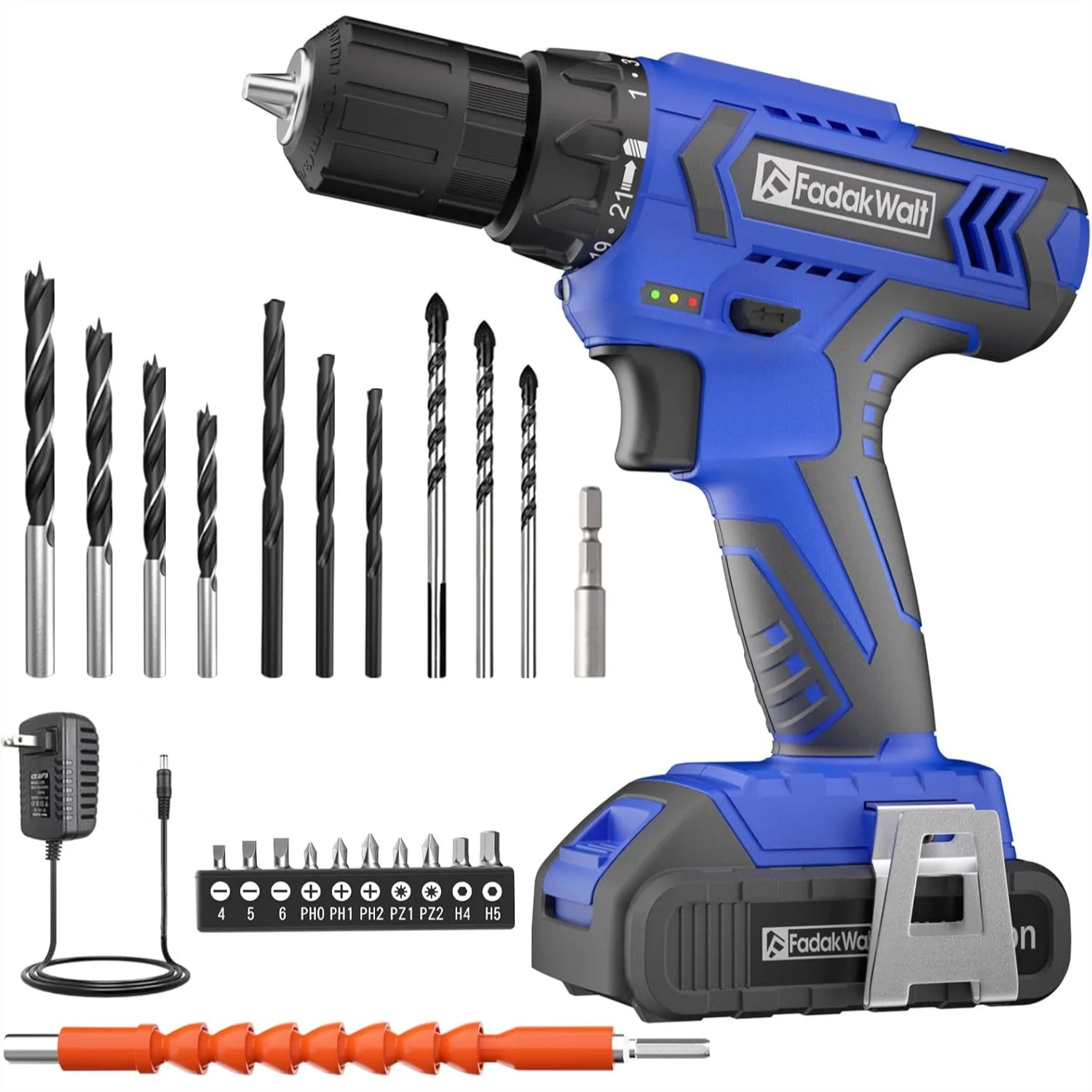 

20V MAX Cordless Drill Set with Lithium-Ion Battery and Charger, 3/8" Keyless Chuck, 2 Variable Speeds, 21+1 Torque Setting, 280