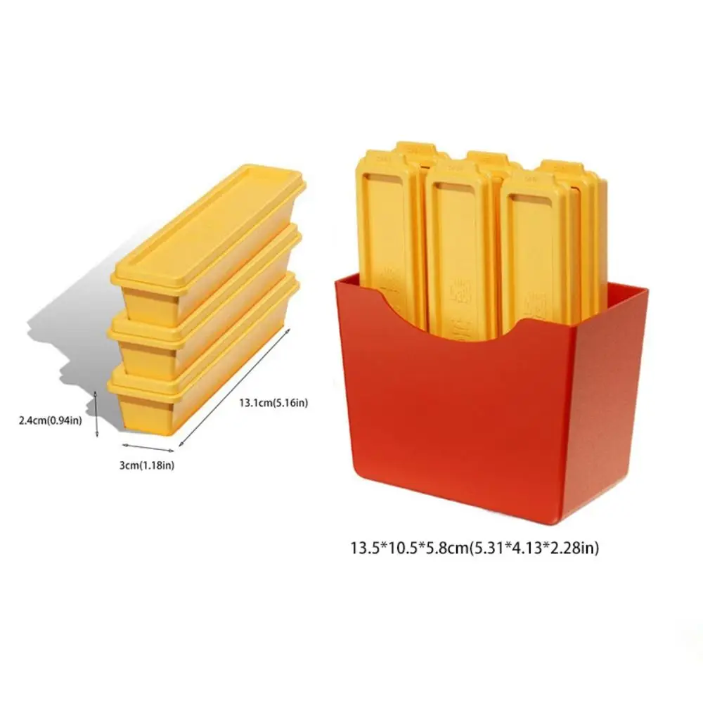 With Magnetic Storage Box French Fries Design Ice Mold Easy To Demould Rectangular Shaped Ice Cube Maker BPA Free Plastic