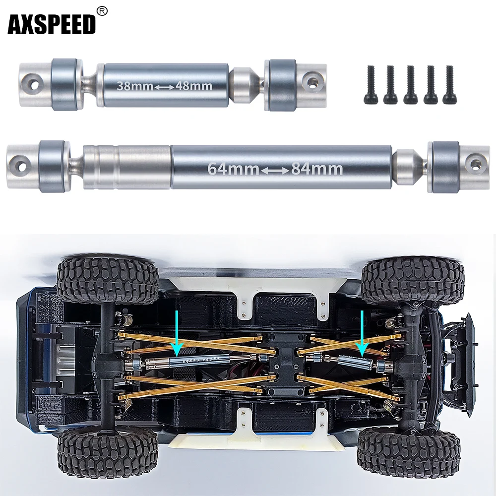 Axspeed Roestvrijstalen Transmissie Aandrijfas Joint Voor 1/24 Axiale Scx24 Rc Crawler Auto Truck Model Reserveonderdeel