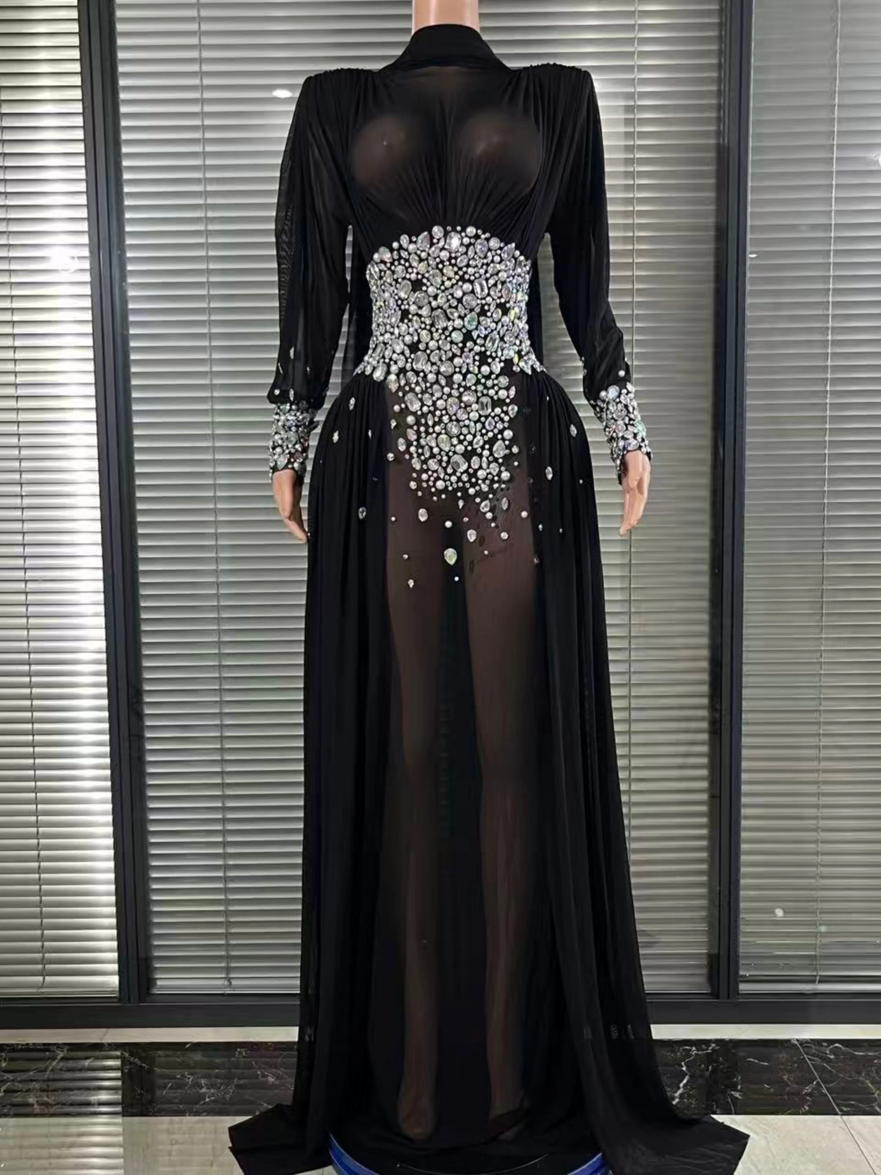 Sophisticated Tailored Rhinestones Long Dress Celebrate Evening Prom Red Carpet Gala Cocktail Party Birthday Party Dress