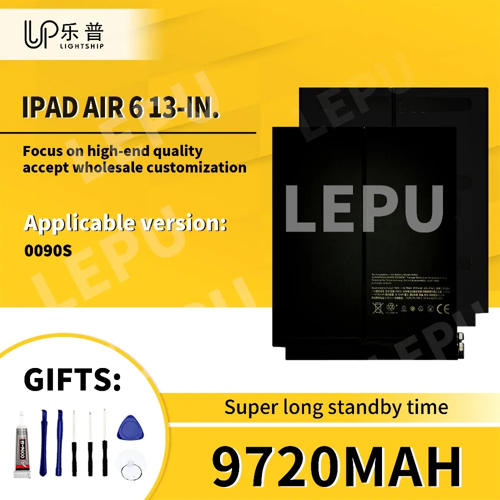 

Аккумулятор для планшета IPAD AIR 6 13-IN. Оригинальный аккумулятор емкостью 9720 мАч с бесплатными наборами инструментов Pad AIR 6 13, сменный аккумулятор 0090S