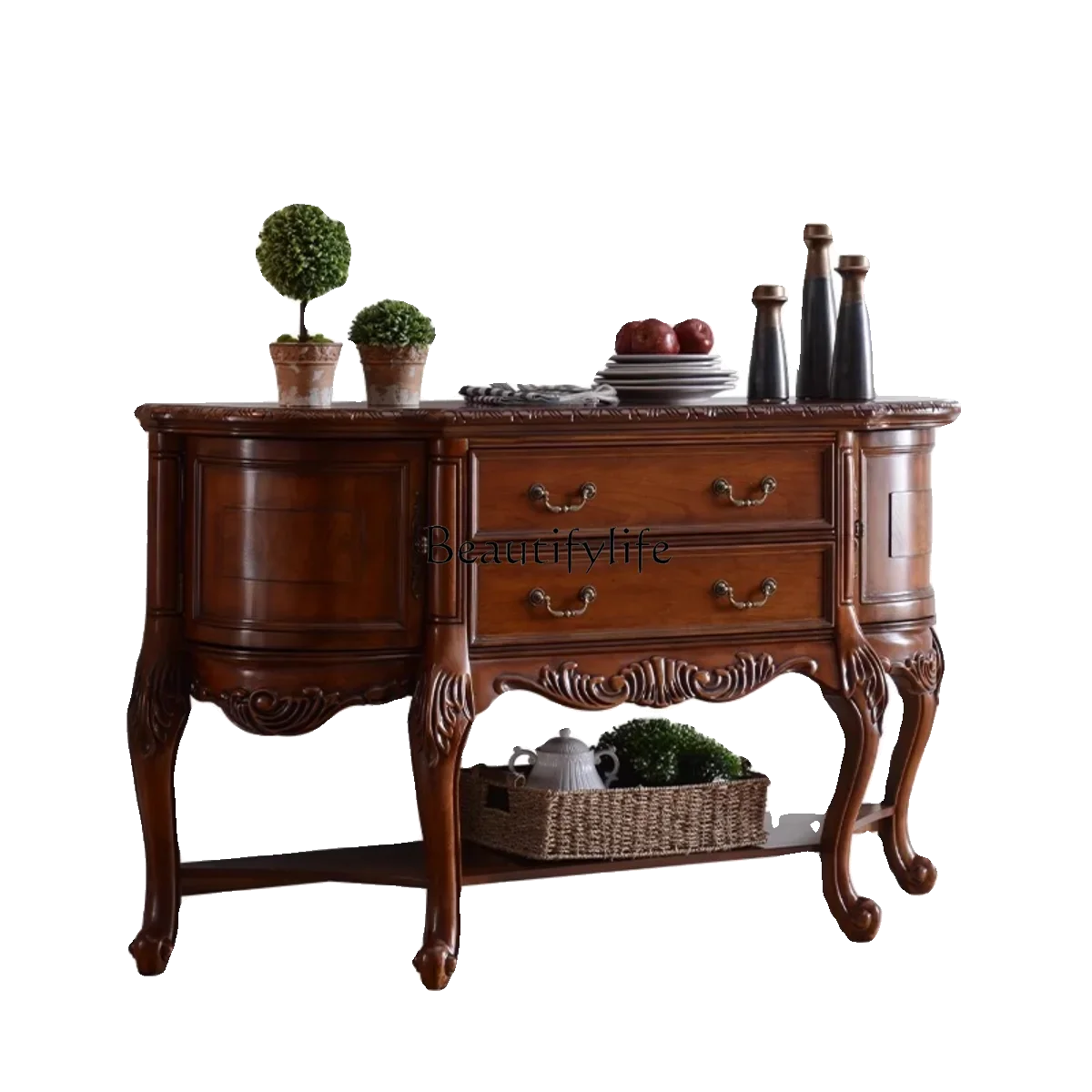 FG43**American solid wood entrance table European retro foyer decoration entrance cabinet storage