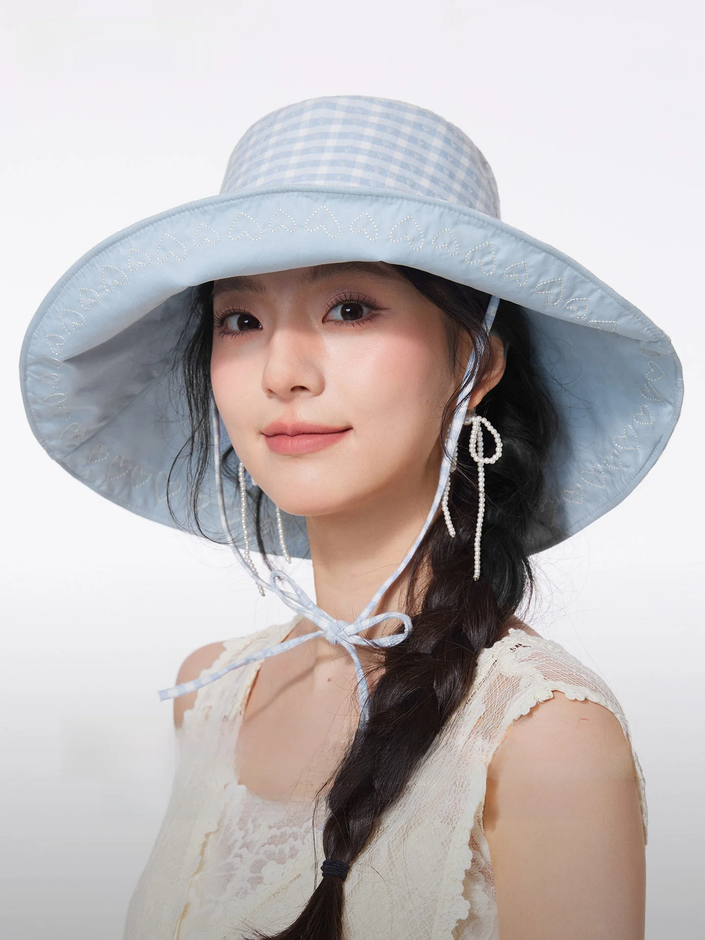 cacuss-レディース-両面着用可能-大きなつば付き帽子-春夏-おしゃれなチェック柄ハート-フィッシャーマンサンハット-アウトドア-カジュアル