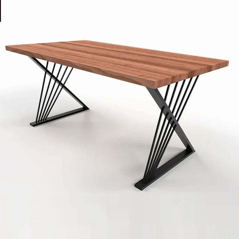 Simple table, wrought iron table legs, cross-border metal table legs, simple solid wood table, rock table, metal table legs.