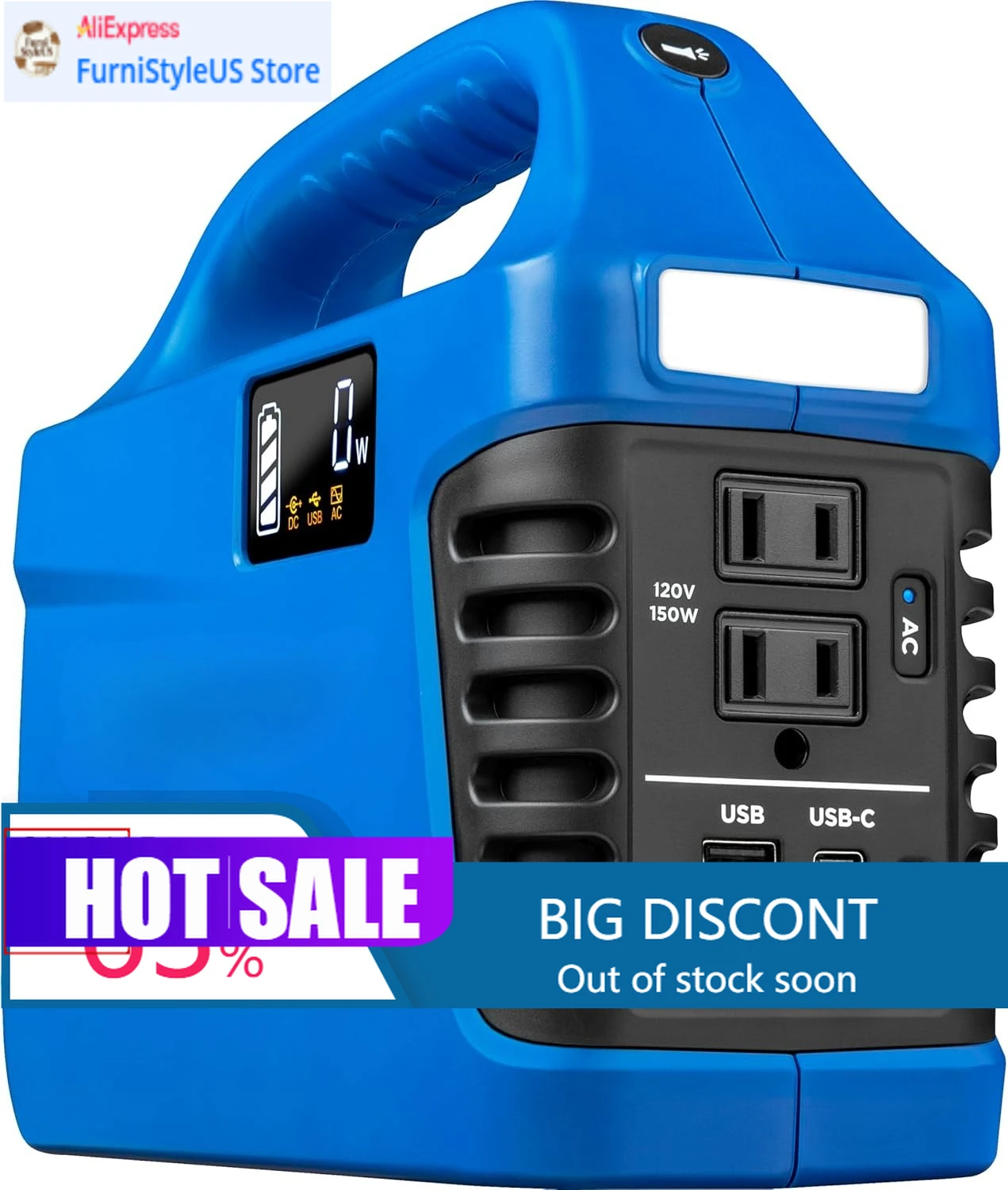 

Домашний аварийный генератор 194 Вт·ч, 300 Вт пиковой мощности, портативная электростанция и солнечный генератор, выход переменного тока с модифицированной синусоидой, резервный литиевый аккумулятор