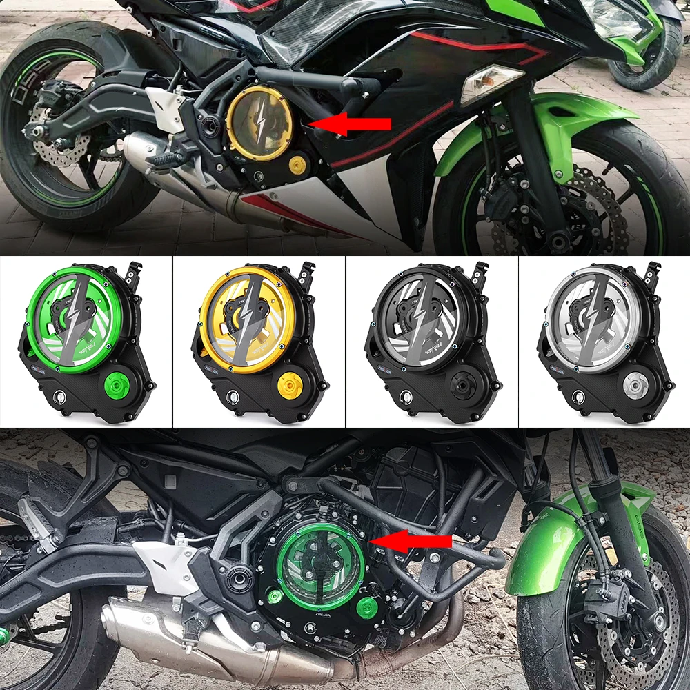 For Kawasaki Z650 Ninja 650 2017-2020 2021 2022 2023 2024 2025 2026 Motorcycle Racing Clear Clutch Cover & Spring Retainer