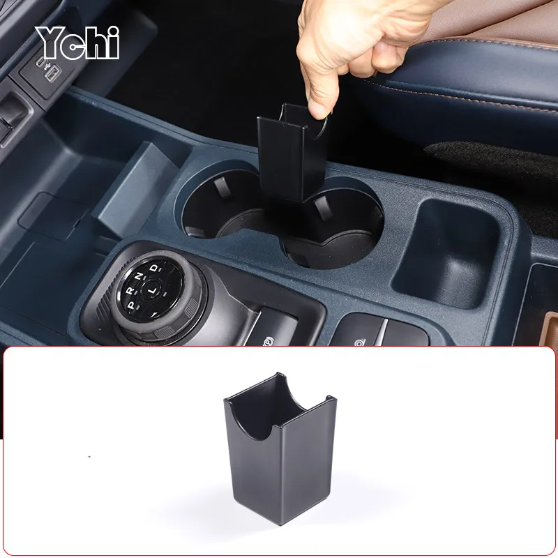 

For Ford Maverick 2022 ABS Black Car Central Control Water Cup Holder Divider Box Interior Stowing Tidying Accessories