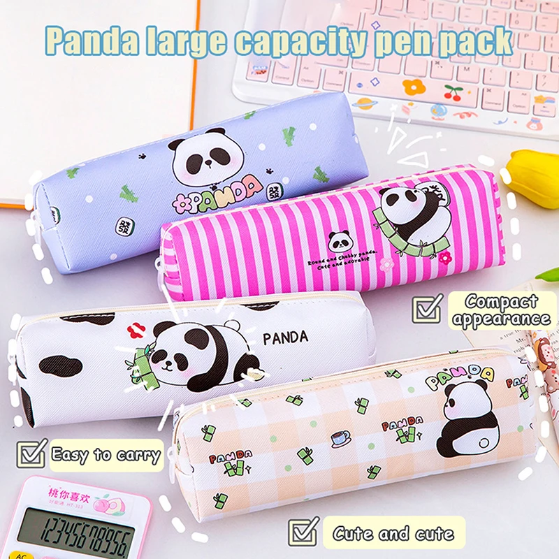 Cartoon Mode Panda Potlood Tas Schattige Creatieve Briefpapier Doos Grote Capaciteit Etui Schoolbenodigdheden Make-Up Tassen