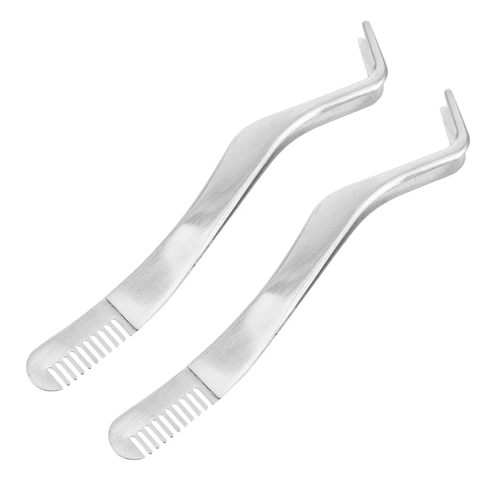 2 個のまつげエクステンションツールセット湾曲したピンセットステンレス鋼つけまつげアプリケーターコーム軽量ポータブル使用用