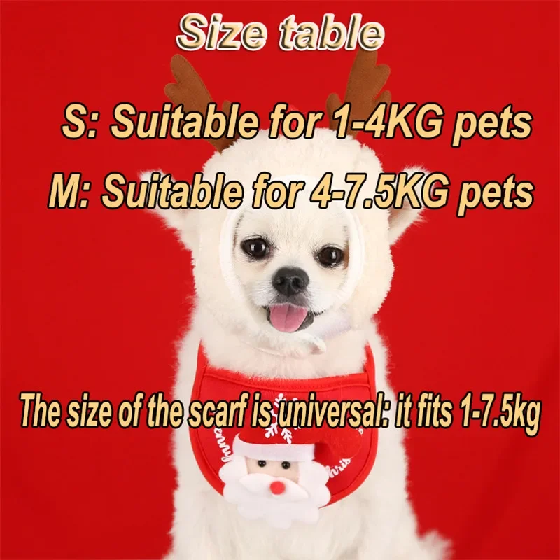 Cute Fluffy Christmas Hat for Dogs and Cats, Warm Scarf, Soft and Comfortable, Pet Christmas Gift