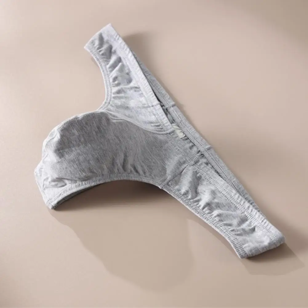 Low-waisted Men Thong Men's Low-waisted Thong Underwear T-shaped Cut Briefs with U Convex Supportive Pouch Elastic Fit for Daily