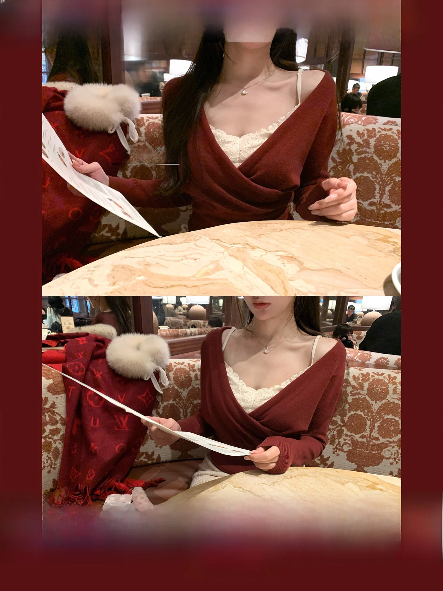 

LiviVivi New Season Wool Cross V-ne Knitted Sweater Top Lace Inner Wear Soft Wool Long Sve Women's Faion Winter Clothes