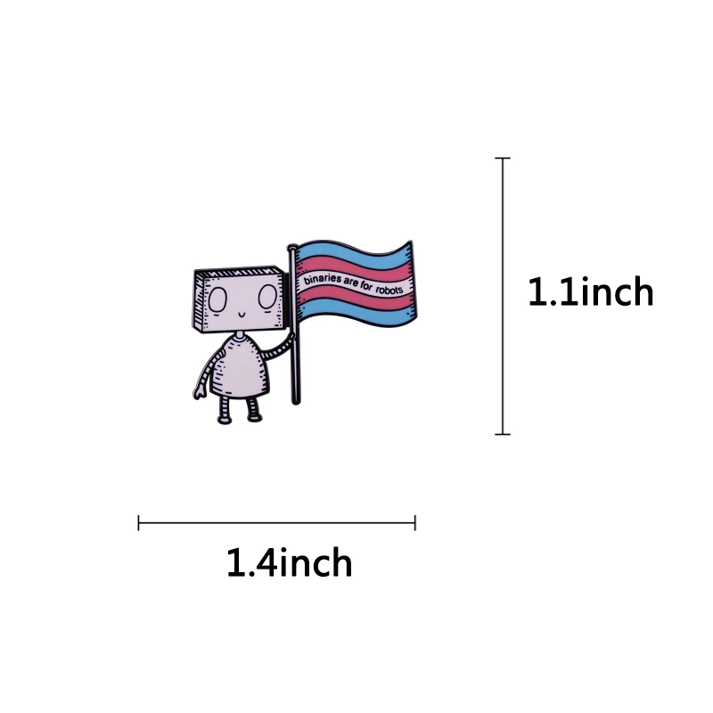 Binaries Are for Robots Enamel Pin LGBT Trans Pride Brooch Badge Clothes Hat Backpack Decoration Jewelry Accessories view 4