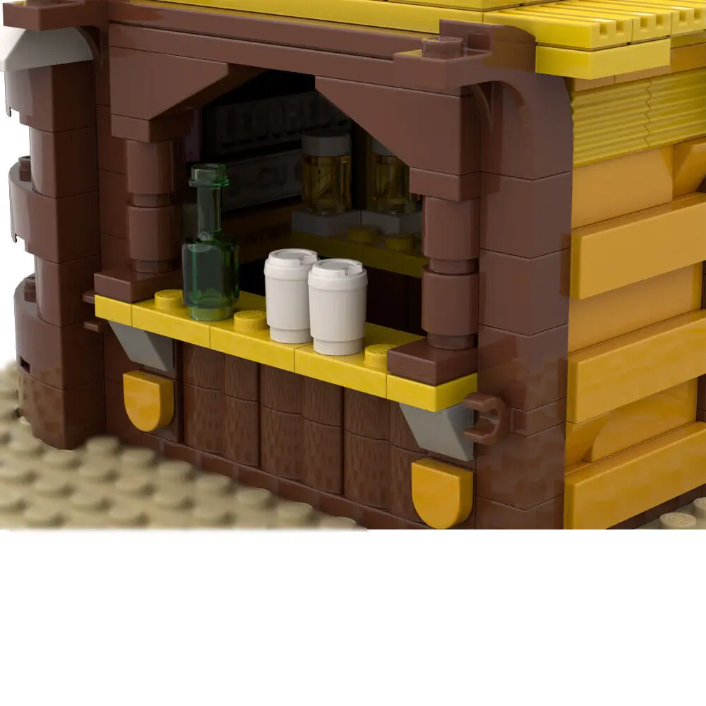 Beach Bar and Surf Shop with Barrel Tables and a Palm Tree 932 Pieces MOC