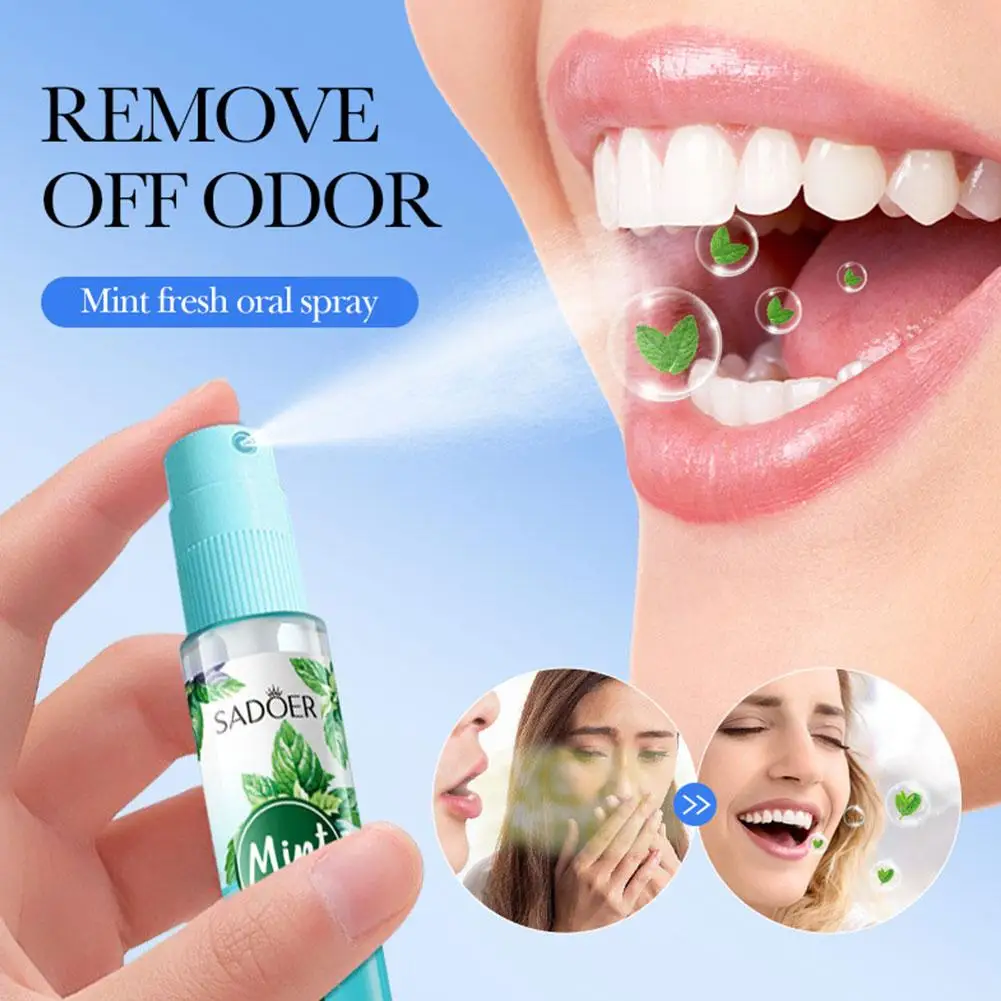 18ML Breath Freshener Spray Lemon Mint Peaches Flavor Artifact Female Male Portable Breath Kissing Mouth Spray Cleaning Spray