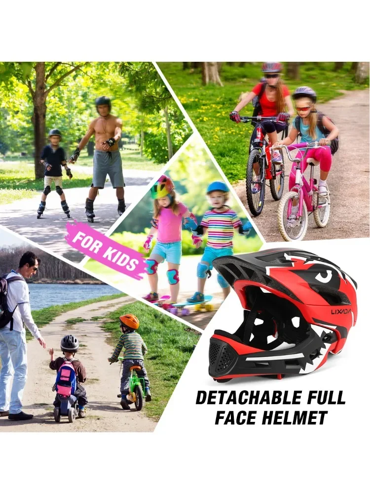AliExpress NONE New Kids Detachable Full Face Helmet for BMX Bike Skateboarding Roller Skating Adjustable Impact-Resistant Sports Safety Gear