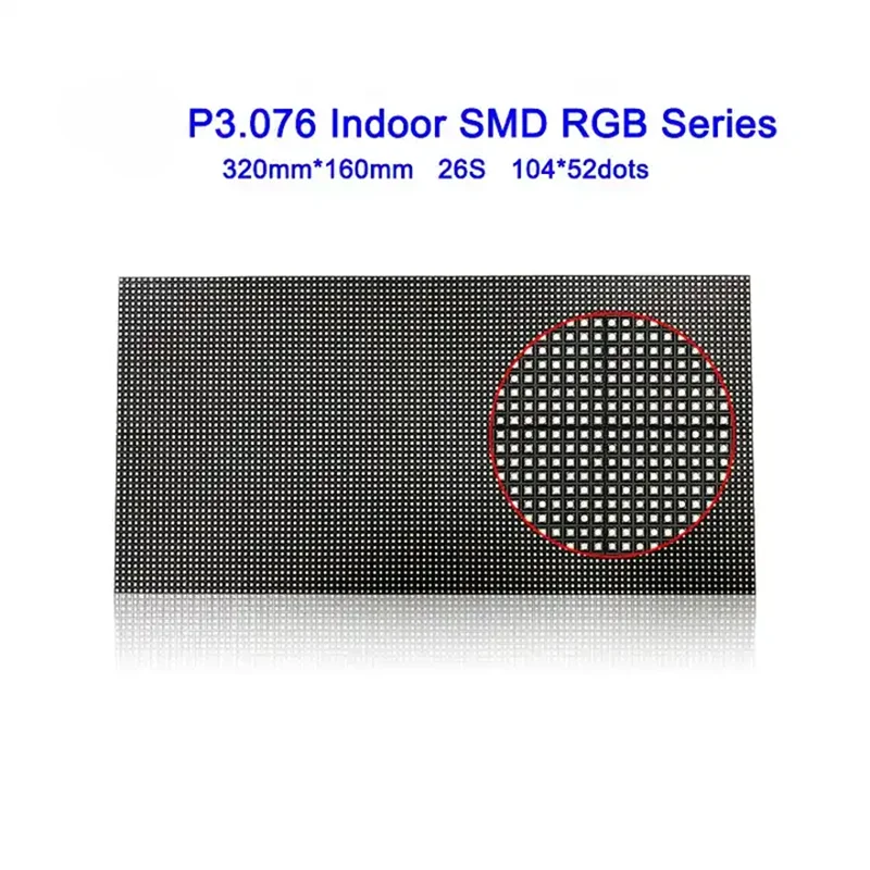 Imagem -02 - Módulo Colorido Interior Led P3.076 320x160 mm 104x52 Pixel 1920hz Ecrã de Matriz Rgb Luzes Smd 2121 26 Vídeos de Digitalização Personalizado