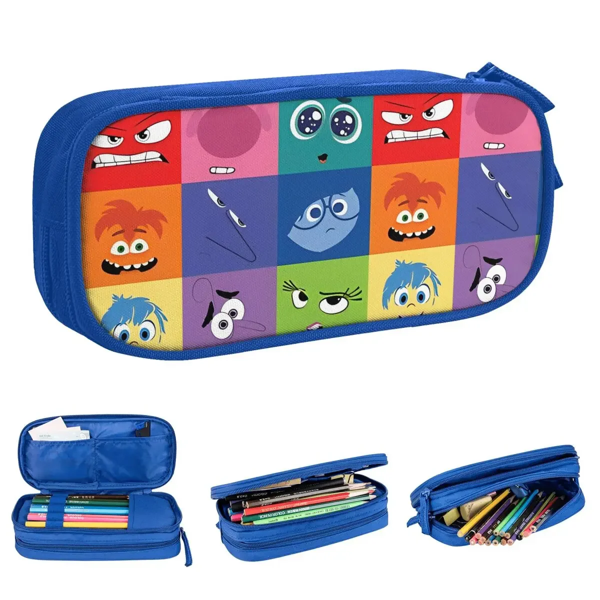 Insides-Outs Character Face Pencil Case Cartoon Pen Holder Bag Girls Boys Big Capacity Students School Zipper Pencilcases