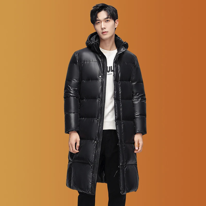 Winter New Men's Long Hooded Down Jacket with Thickened Warmth and Cold Resistance, Same Style Down Jacket for Men and Women