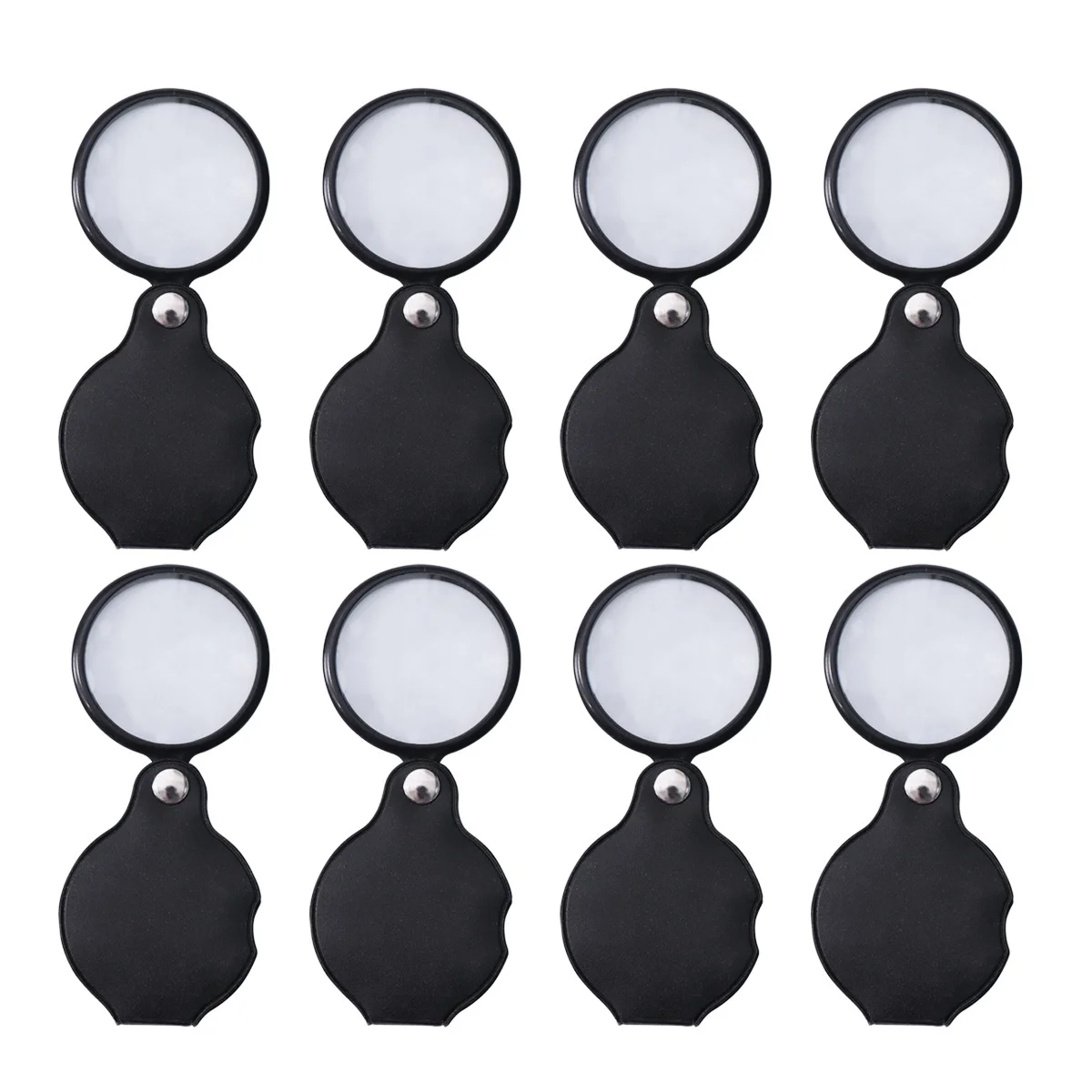 

8Pcs Pocket 5x Folding Magnifier Loupe 60mm Diameter Portable Reading Aid Inspection Jewelry Map Hobbies Protective Pouch
