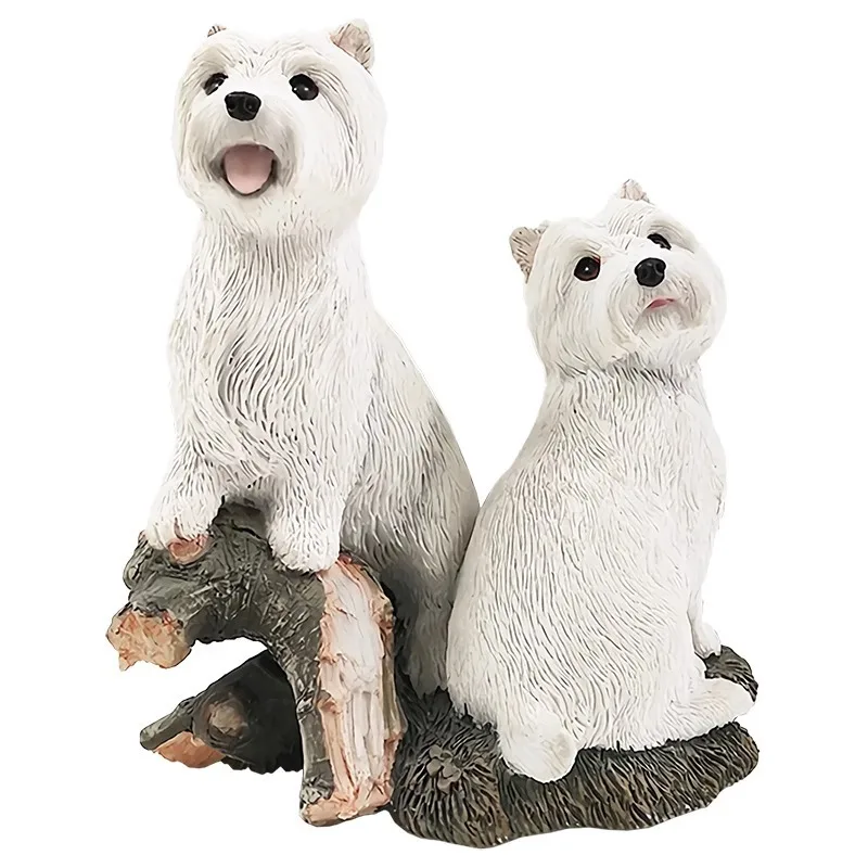 Cute West Highland White Terrier Simulation Dog Model Figure Car Ornament Crafts Gift Collection