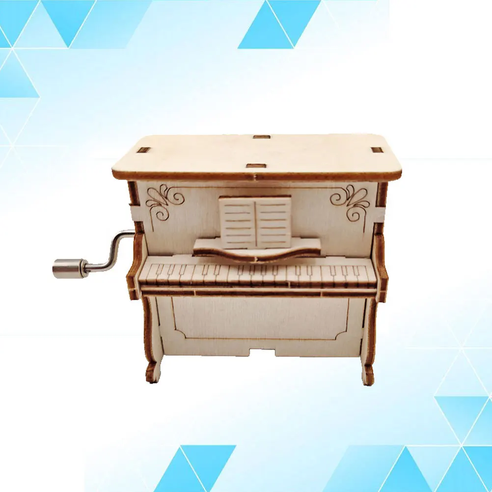 

Music Box Hand Crank Piano Shape Diy Handmade Assembled Educational Creative Gift For Kids Girls Exquisite Sound Box