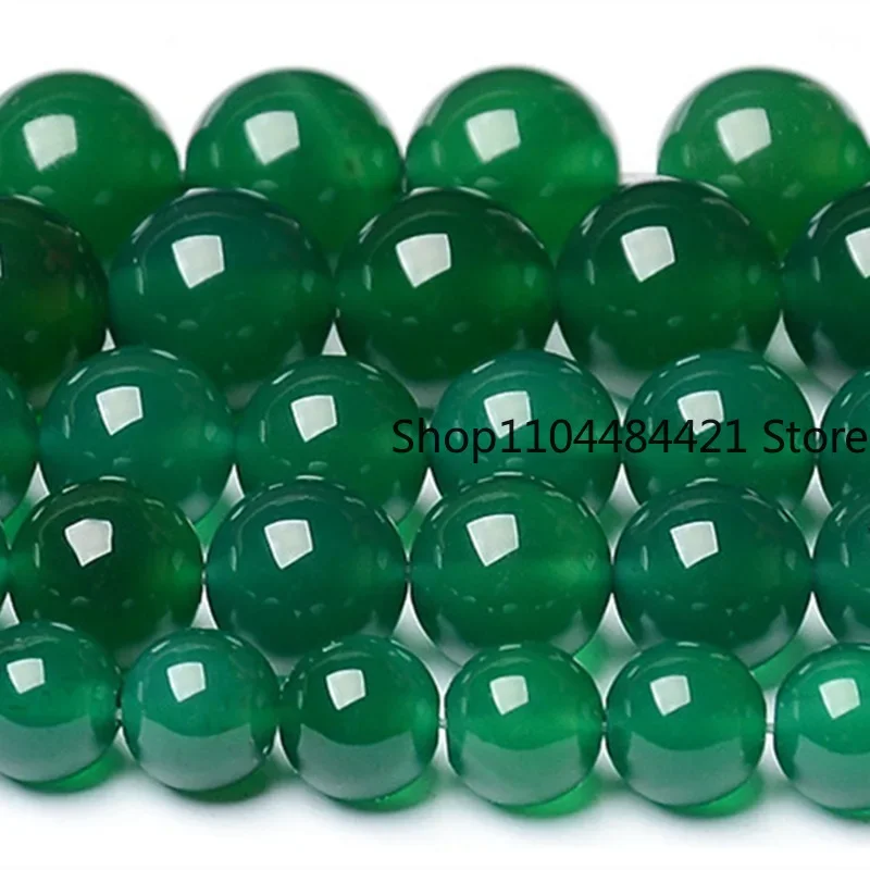 

4-20mm A Green Jade Round Beads For Jewelry Making Diy Bracelet Charms agate Necklace Myanmar Jadeite Stone Bead Accessories