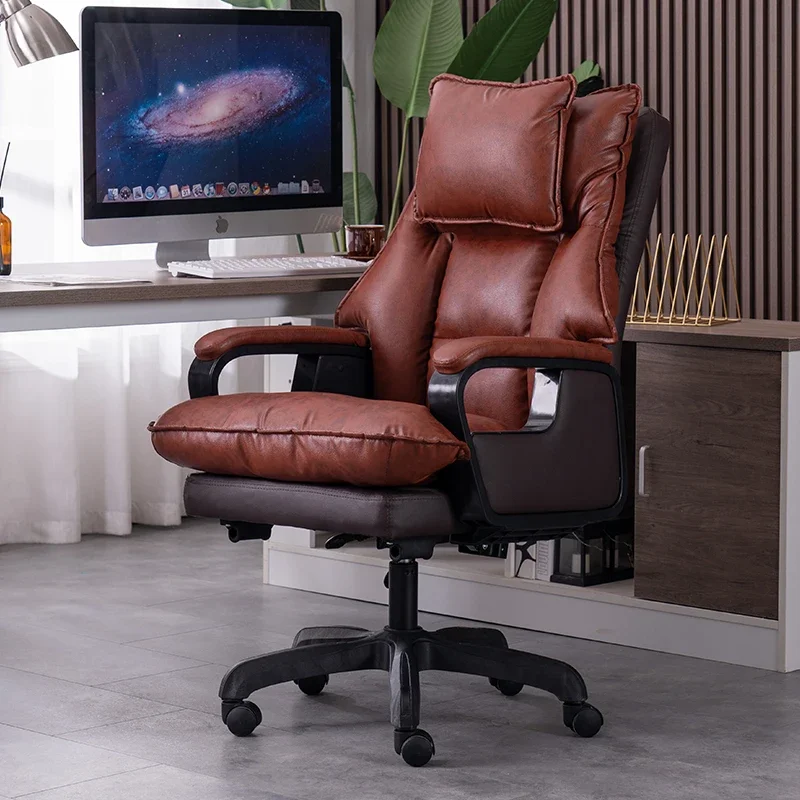 

Modern Roller Recliner Office Chair Stretch Design Lumbar Korean Leather Office Chair Gamer Office Sillas Desk Home Furniture