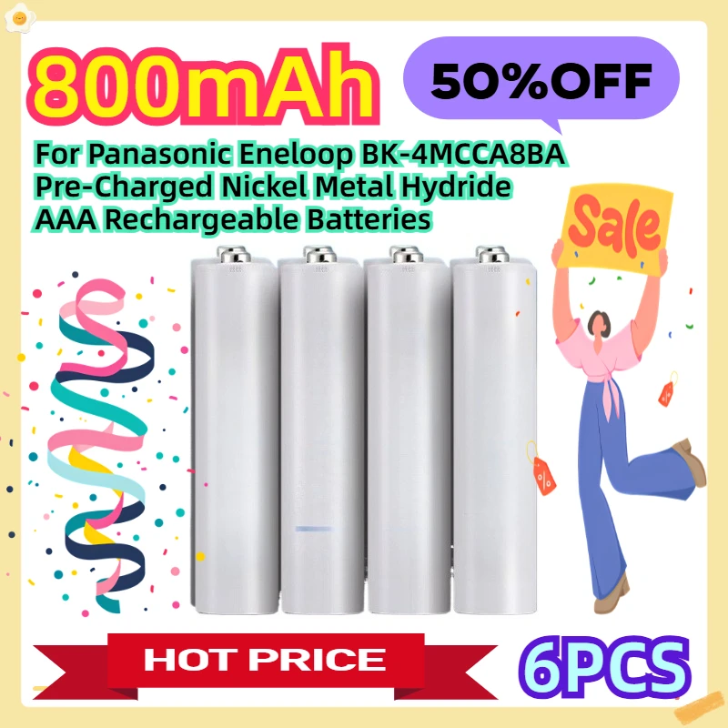 

For Panasonic Eneloop BK-4MCCA8BA Pre-Charged Nickel Metal Hydride AAA Rechargeable Batteries 6pcs