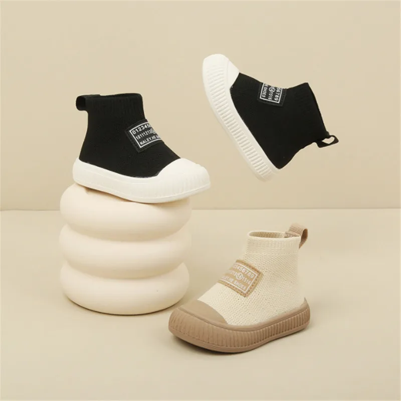 2023 New Autumn Baby Shoes Knit Breathable Kids Boys Ankle Boots Soft Sole Casual Fashion Toddler Girls Boots