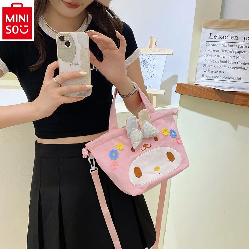 MINISO Sanrio Cartoon Hello Kitty Cute Girl Heart Storage Portable Makeup Bag for Students Simple and Versatile Sweet