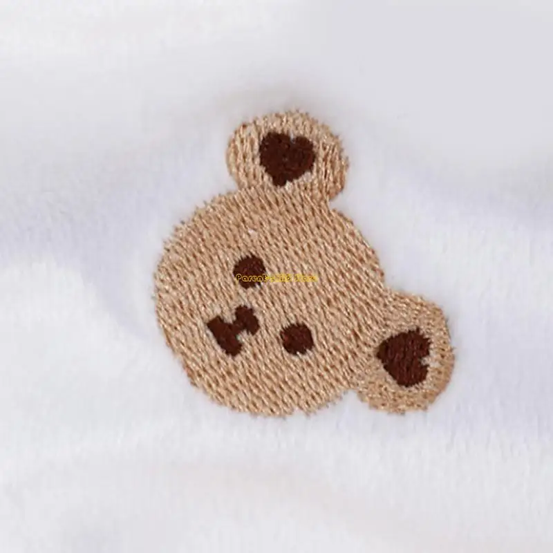WXTD Embroidered Bear Flannel Blanket Warm Baby Swaddles Children Blanket Designed for Kids Ages 0 to 6 Ensures Gentle cares